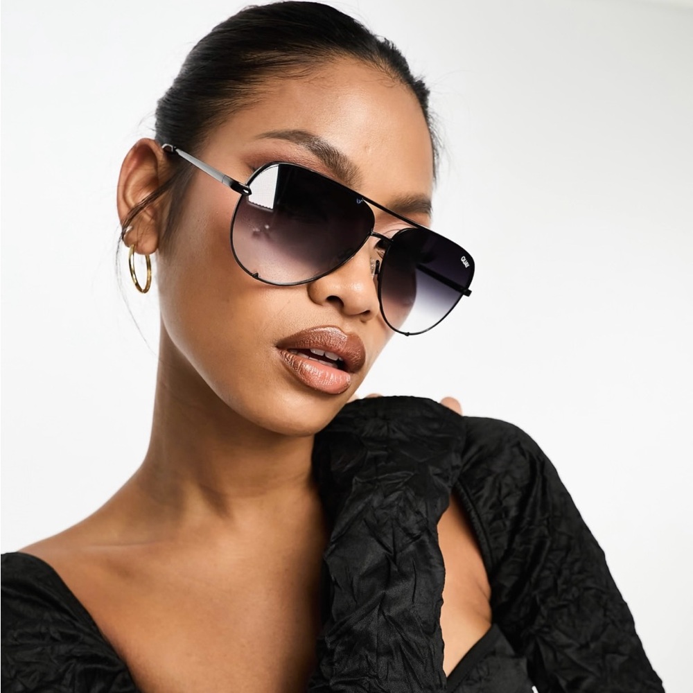 Quay Australia High Key Black Fade Aviator Sunglasses